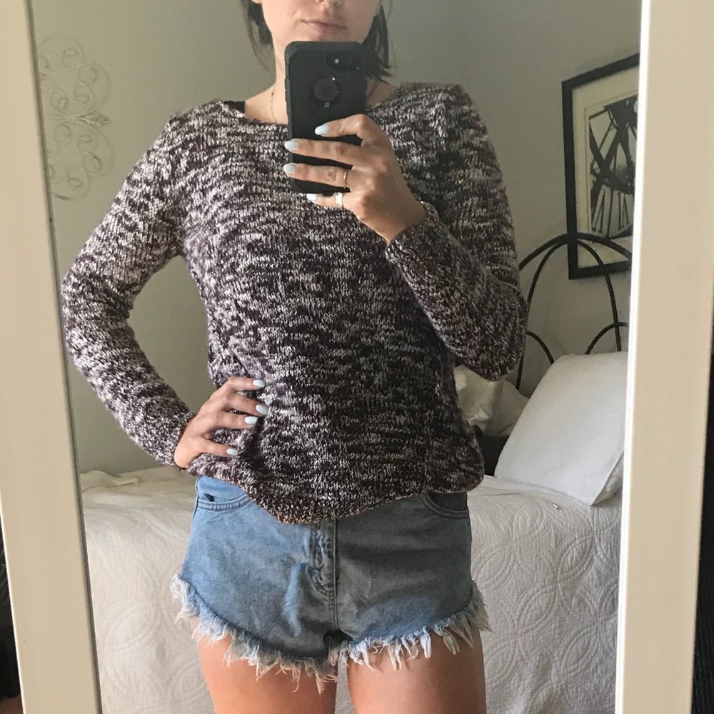 Red and White Chunky Knit Sweater